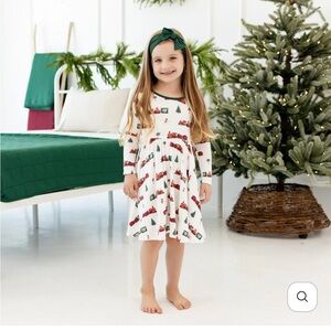Kyte Baby Girls Long Sleeve Twirl Dress in Holiday Train. Size 4T.